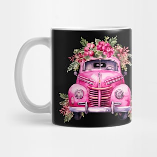 Floral Christmas Vintage Taxi Car Mug